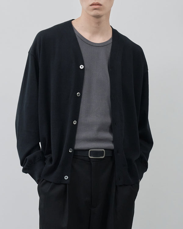 Sheer L/S Cardigan -black-