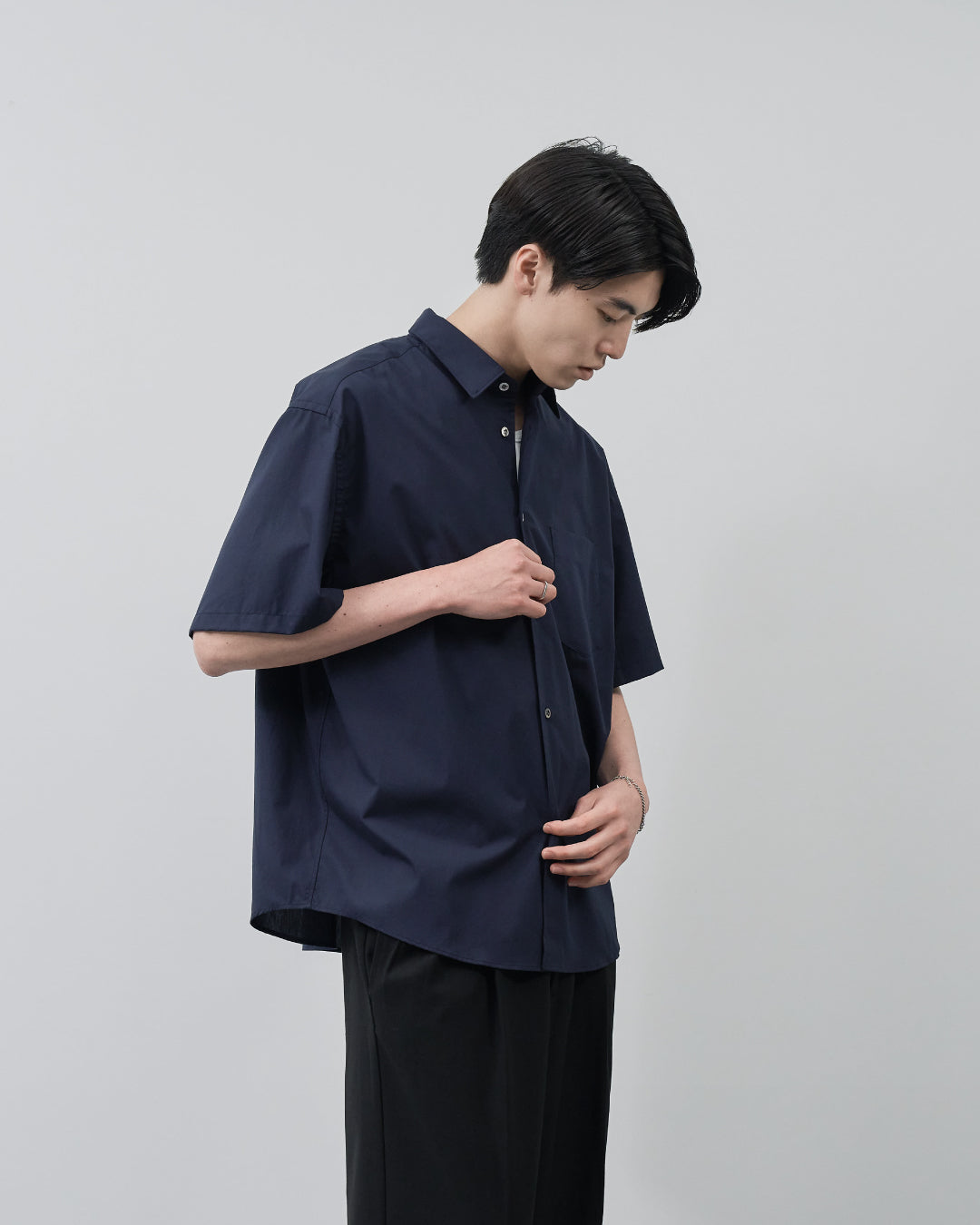Relaxed Fit S/S Regular Collar Shirt -navy-