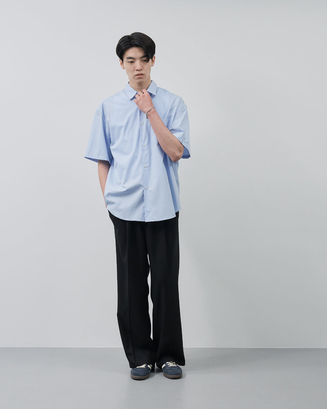 Relaxed Fit S/S Regular Collar Shirt -saxe blue-