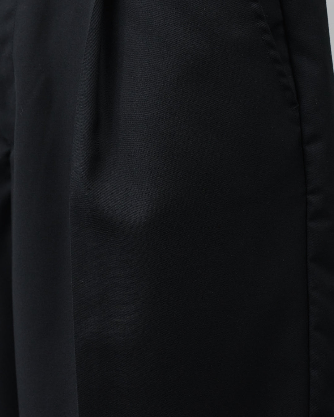 1Tuck Wide Easy Half Slacks -black-