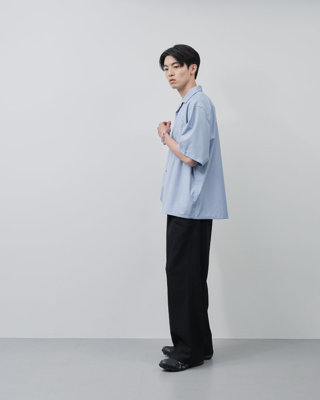 Italian Open-Collar S/S Shirt -saxe blue-