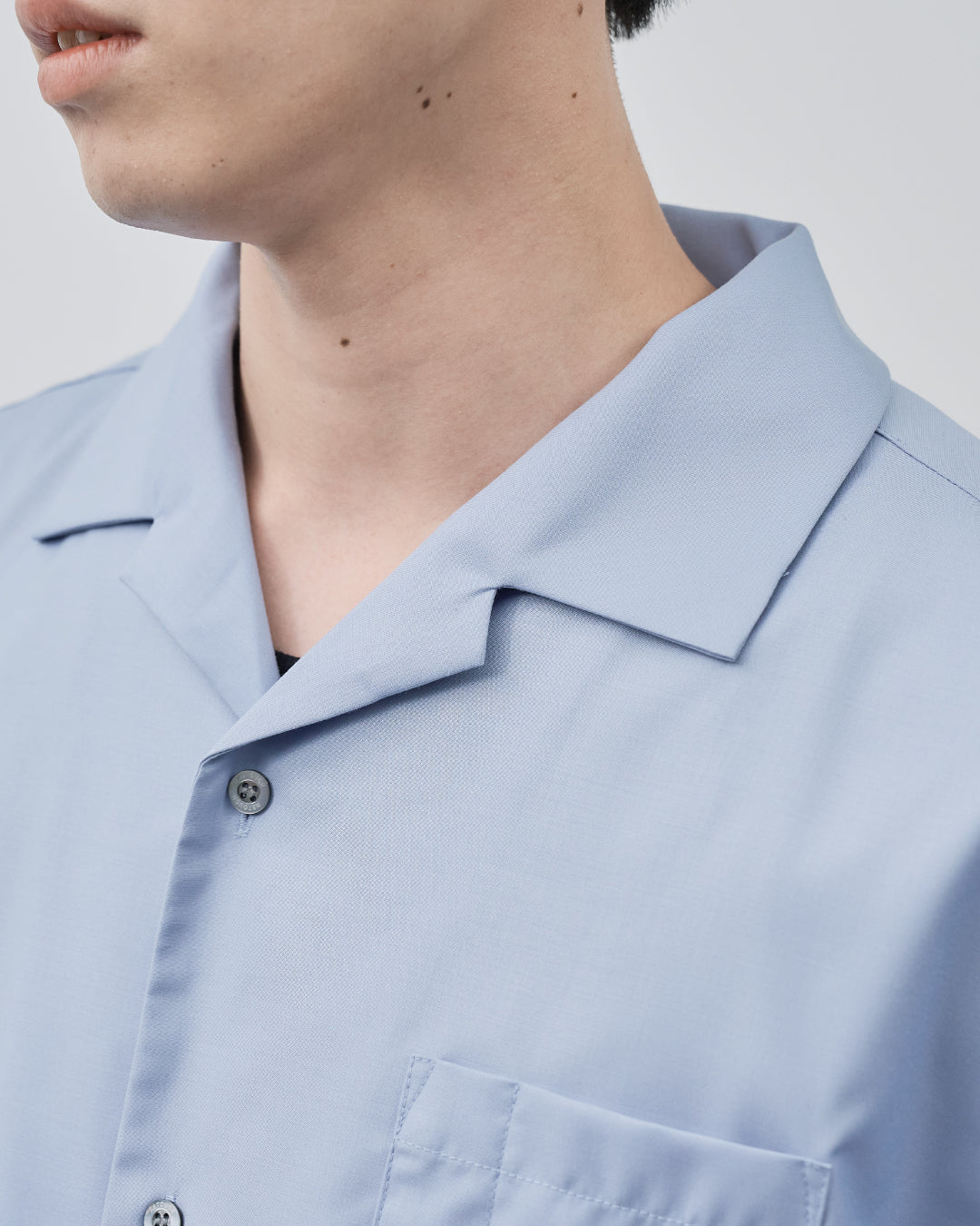 Italian Open-Collar S/S Shirt -saxe blue-