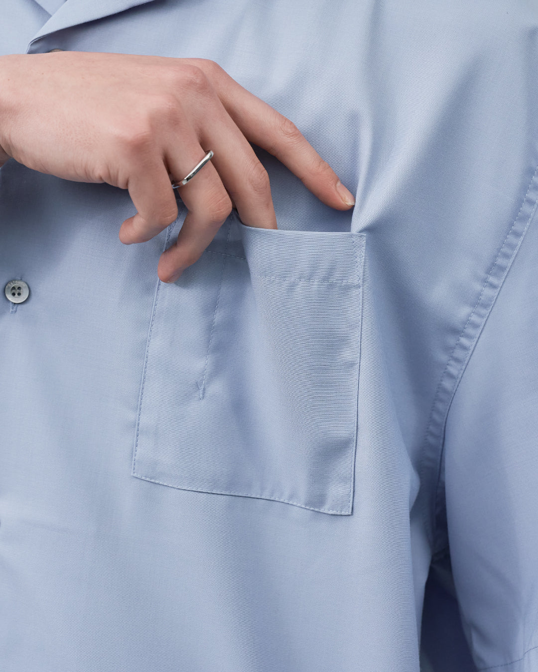Italian Open-Collar S/S Shirt -saxe blue-