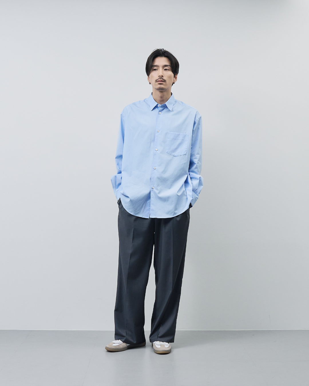 Relaxed Fit Regular Collar L/S Shirt -saxe blue-