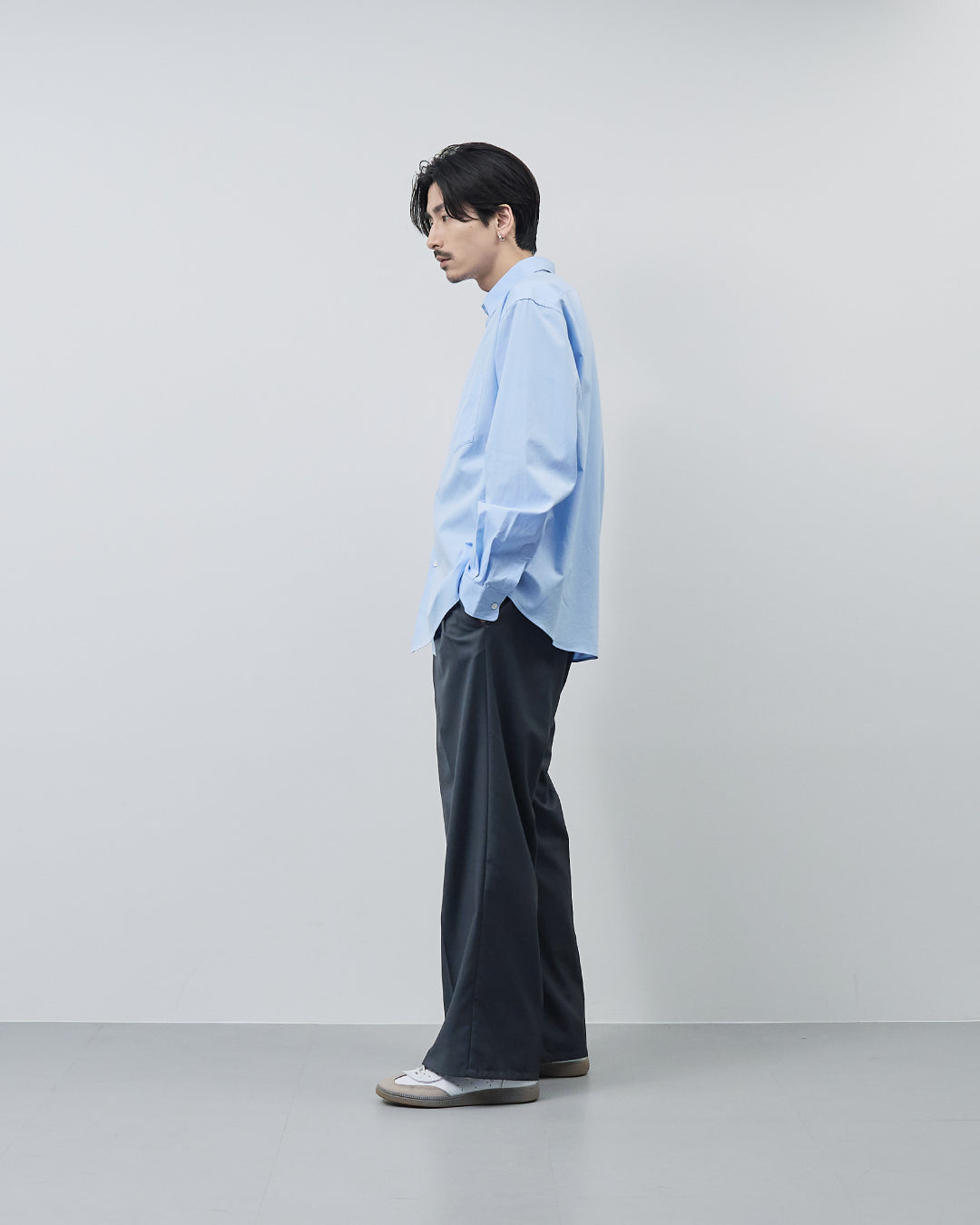 Relaxed Fit Regular Collar L/S Shirt -saxe blue-