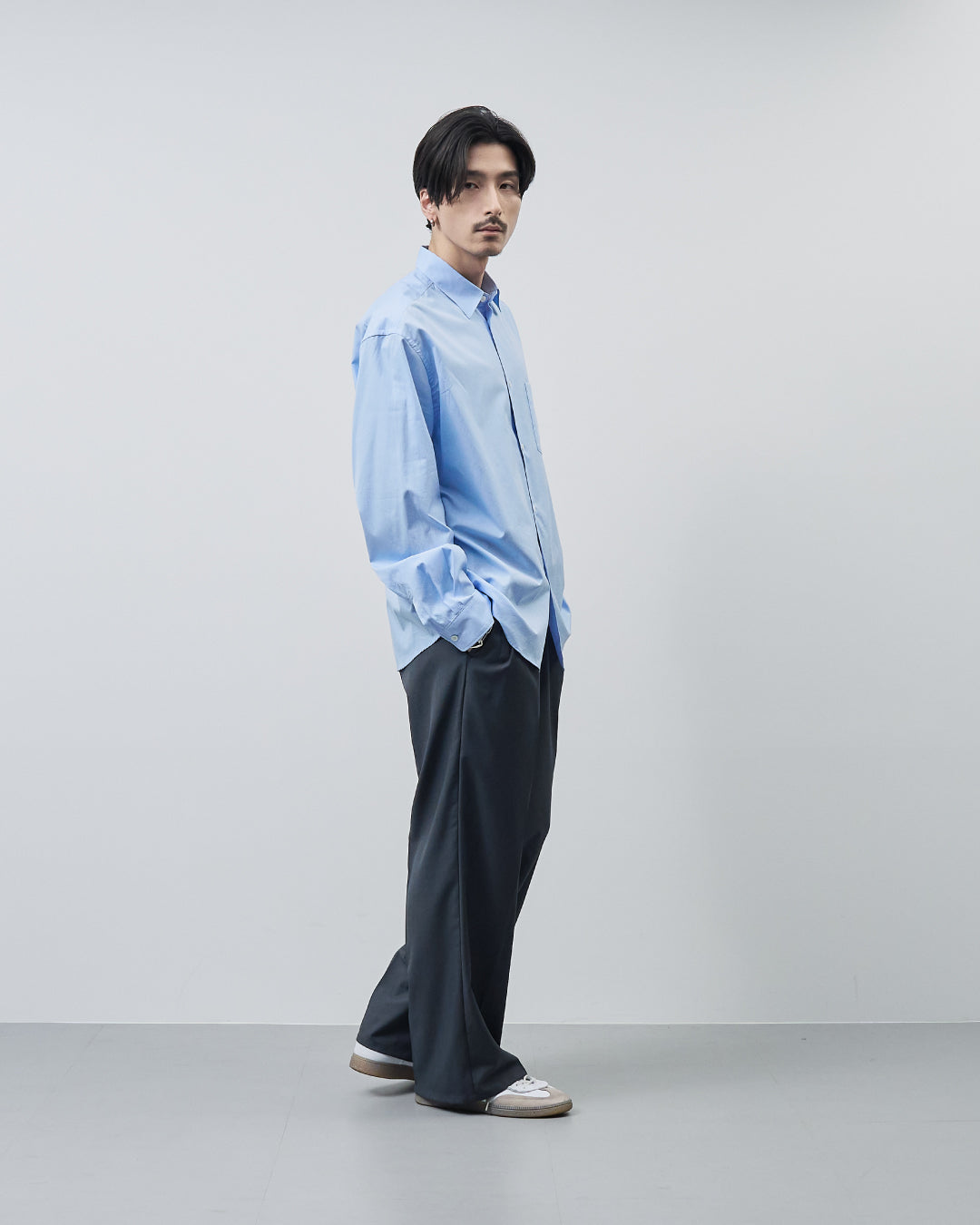 Relaxed Fit Regular Collar L/S Shirt -saxe blue-