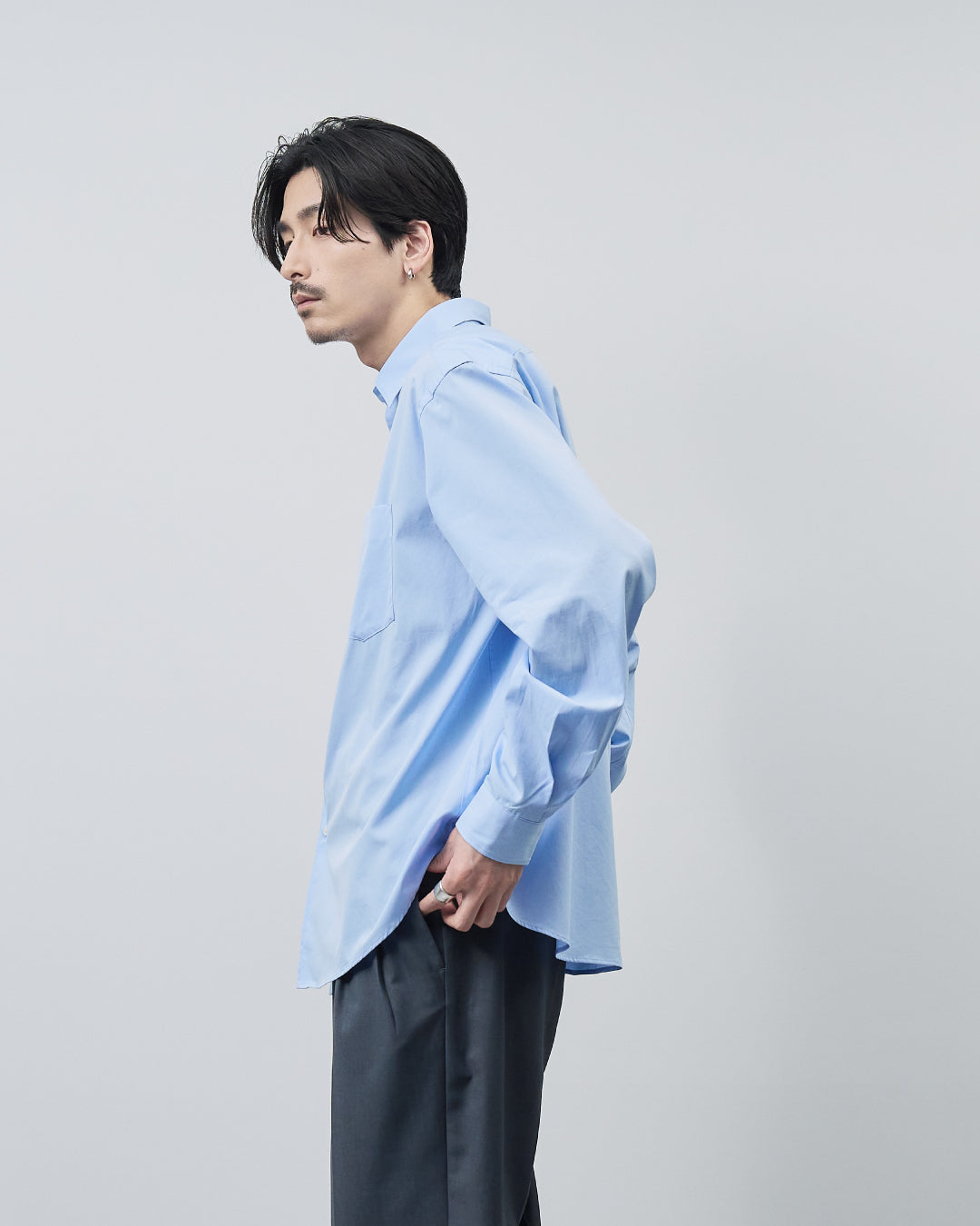 Relaxed Fit Regular Collar L/S Shirt -saxe blue-
