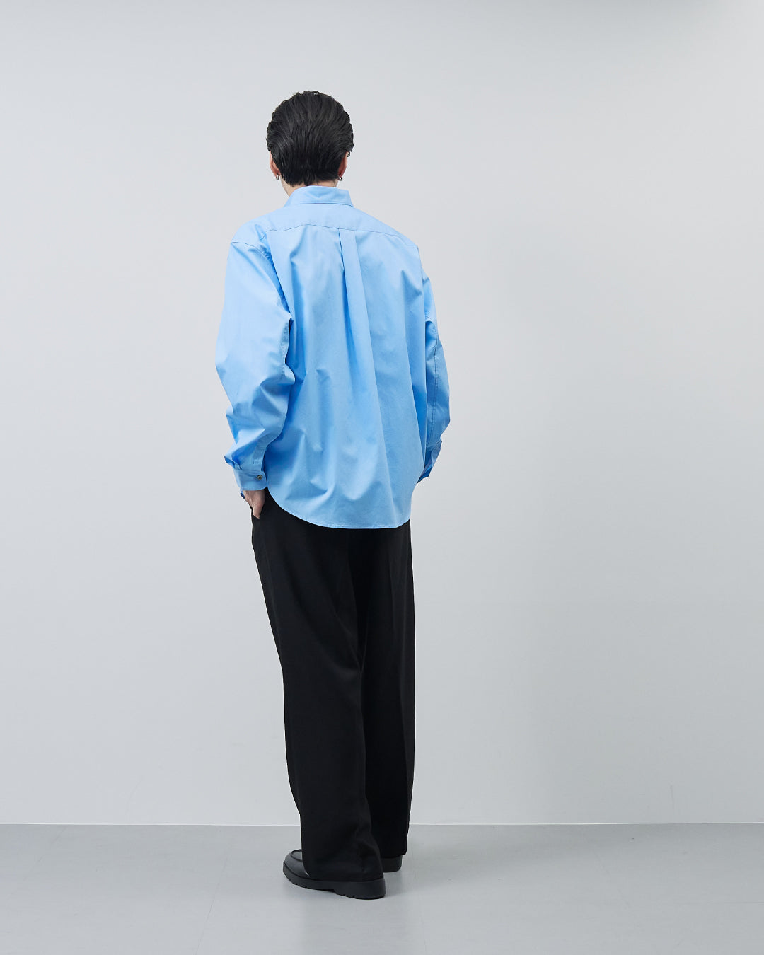 Relaxed Fit Regular Collar L/S Shirt -blue-