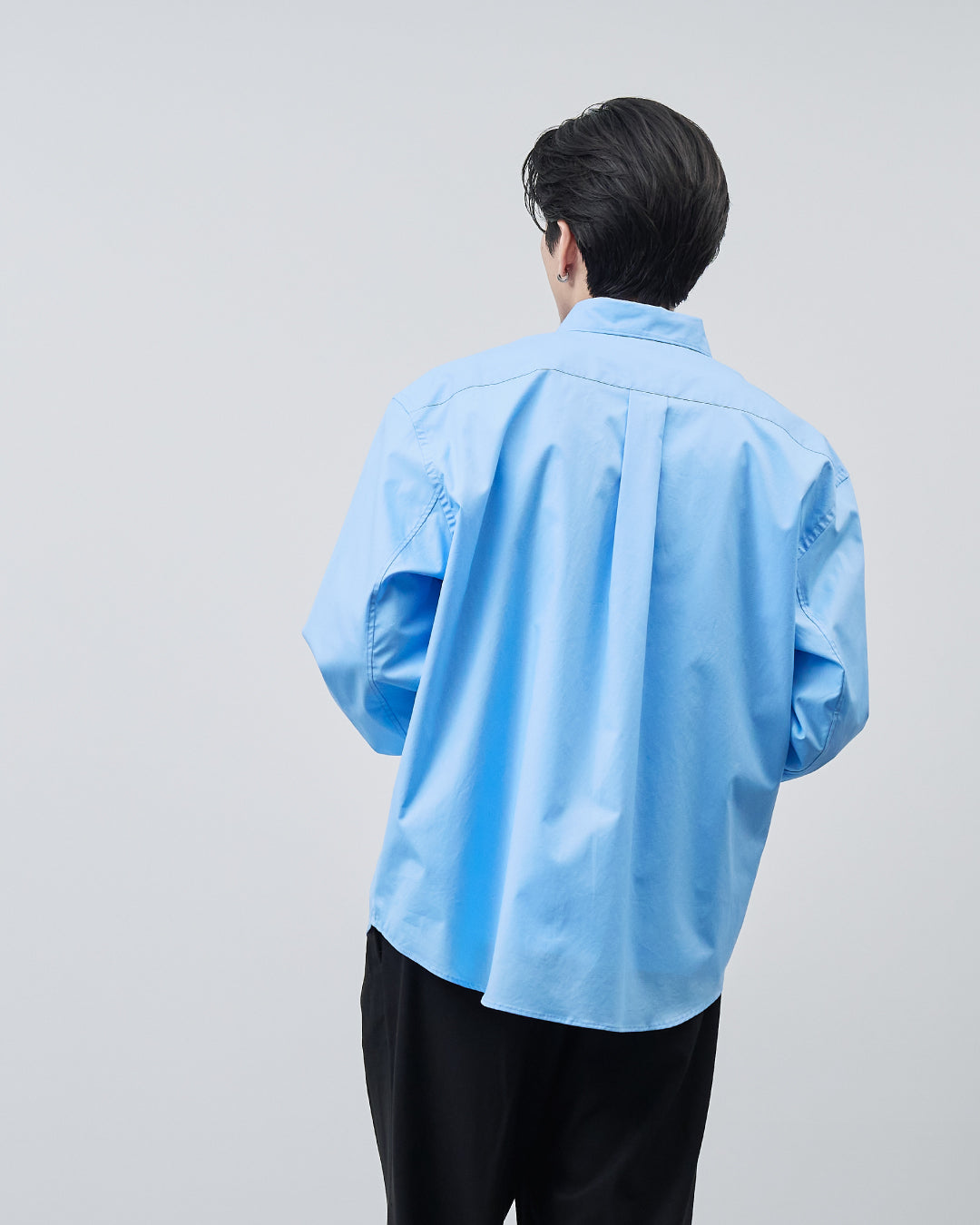 Relaxed Fit Regular Collar L/S Shirt -blue-