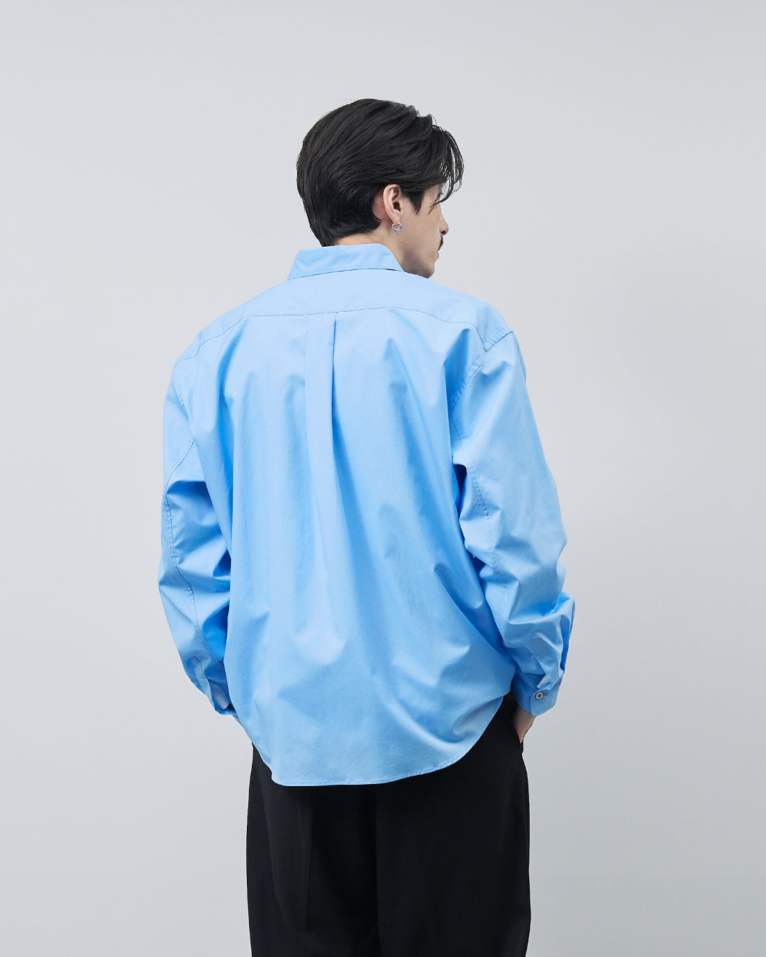 Relaxed Fit Regular Collar L/S Shirt -blue-