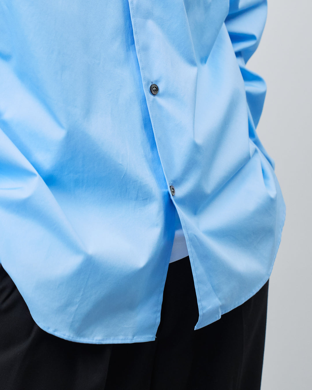 Relaxed Fit Regular Collar L/S Shirt -blue-