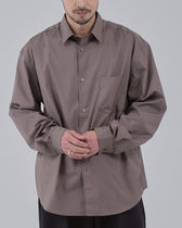 Relaxed Fit Regular Collar L/S Shirt -brown-