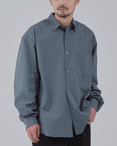 Relaxed Fit Regular Collar L/S Shirt -dark gray-