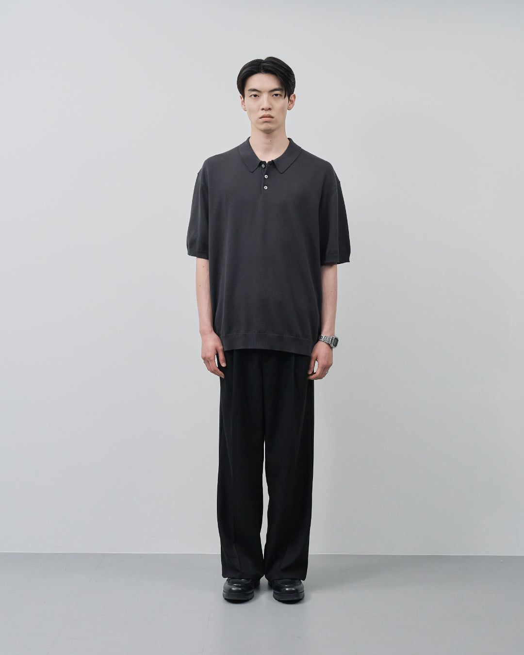 S/S Dry Knit Polo -charcoal-