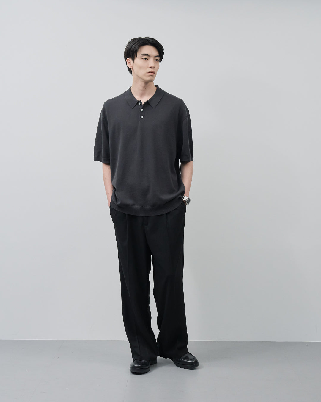 S/S Dry Knit Polo -charcoal-