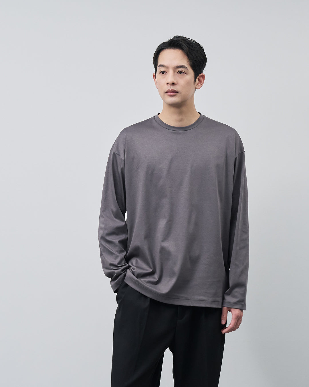 ARBINI Cotton L/S Tee -charcoal-
