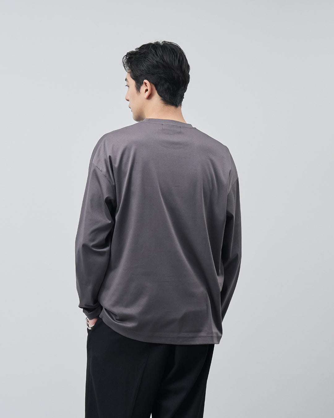 RETOUCH ロングスリーブTシャツ チャコール　M ALBINI Cotton L/S Tee -charcoal-｜メンズアパレル｜【公式】RETOUCH