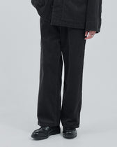 Corduroy Wide Straight Pants -charcoal-