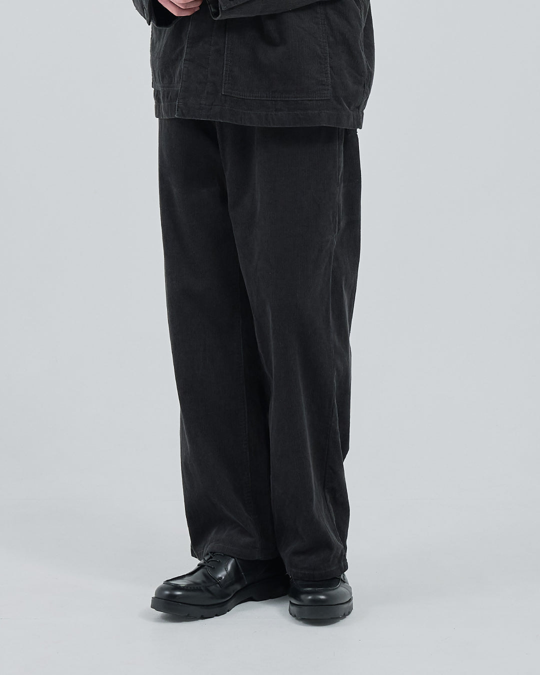 Corduroy Wide Straight Pants -charcoal-