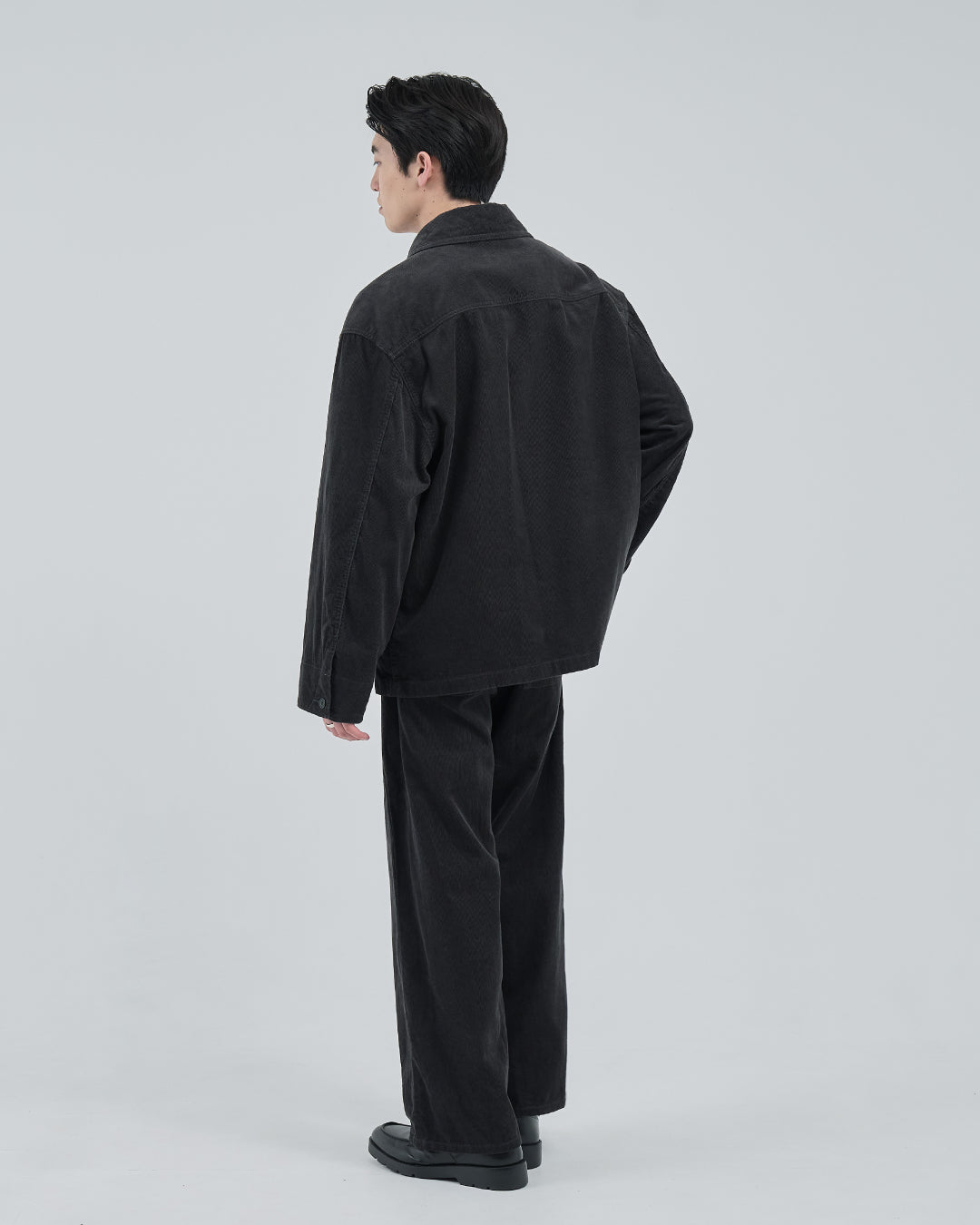 Corduroy Wide Straight Pants -charcoal-