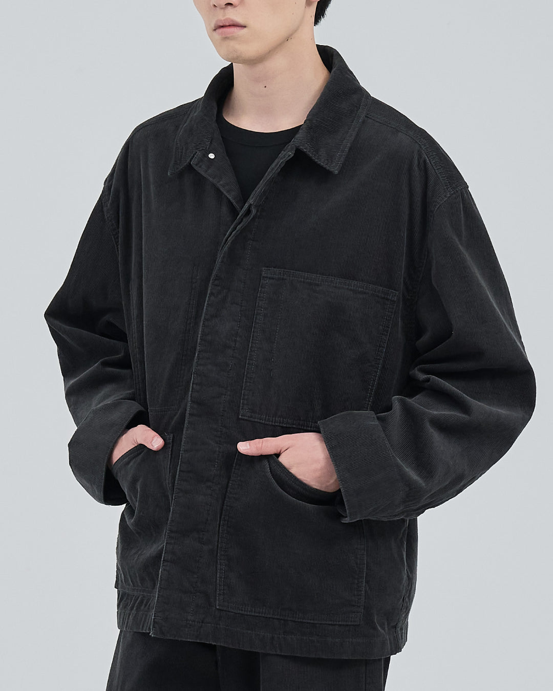 Relaxed Fit Corduroy Jacket -charcoal-