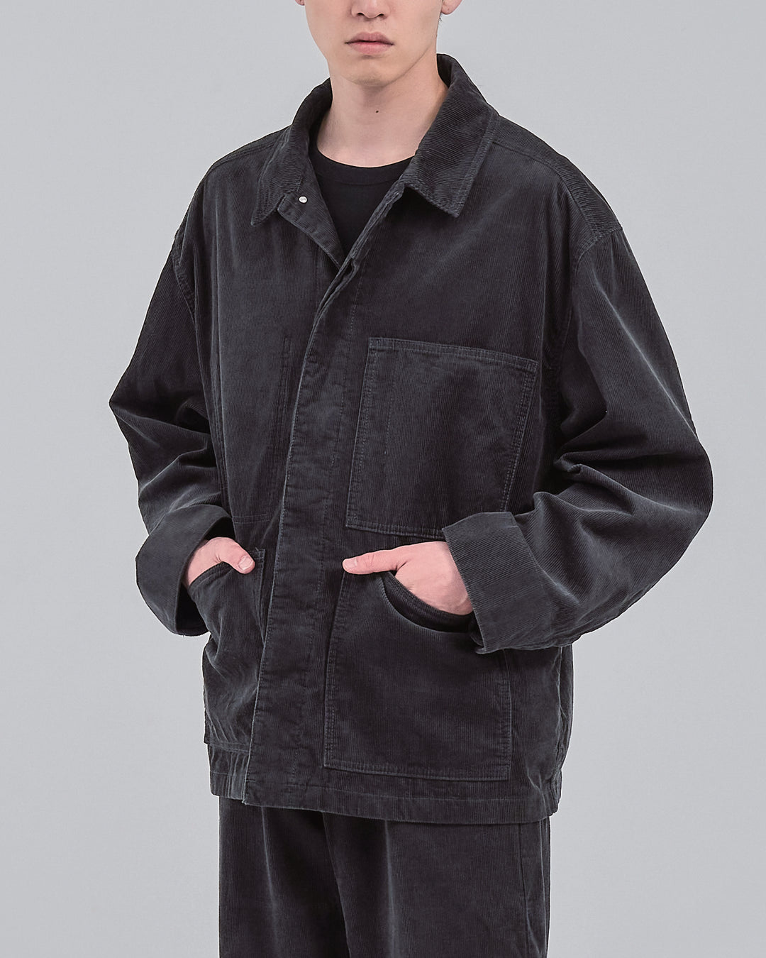 Relaxed Fit Corduroy Jacket -charcoal-