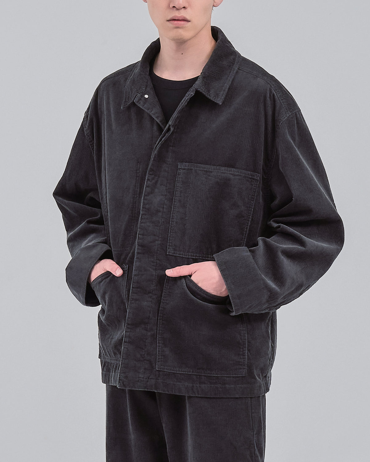 Relaxed Fit Corduroy Jacket -charcoal-
