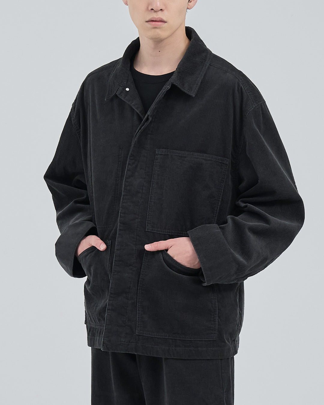Relaxed Fit Corduroy Jacket -charcoal-