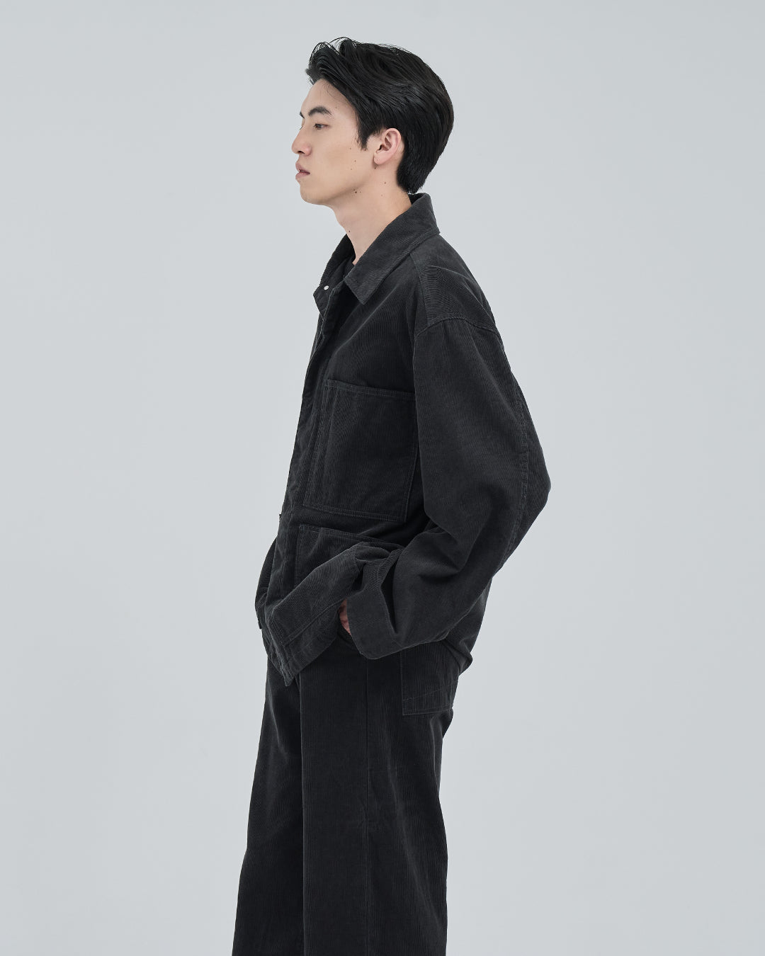 Relaxed Fit Corduroy Jacket -charcoal-
