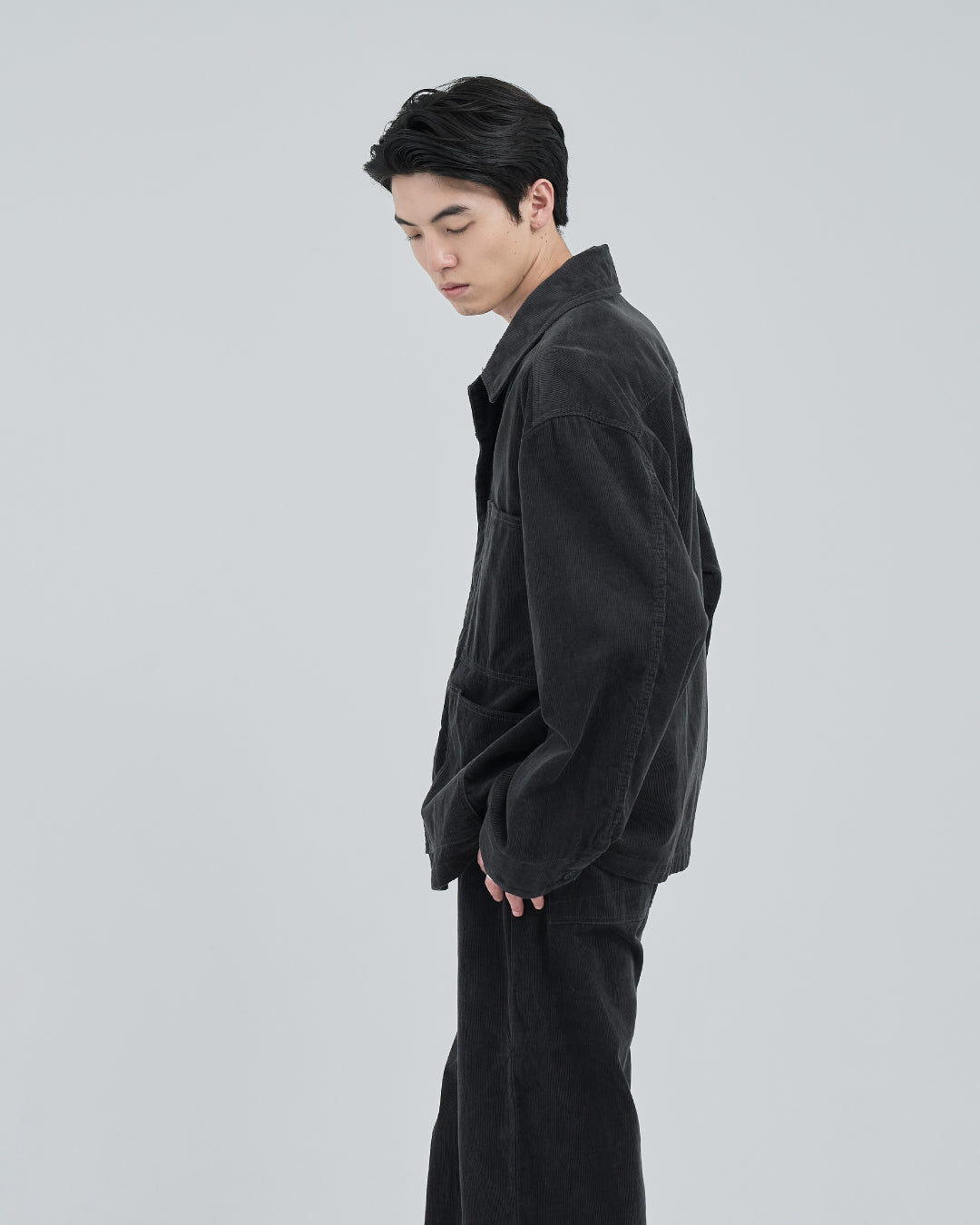 Relaxed Fit Corduroy Jacket -charcoal-