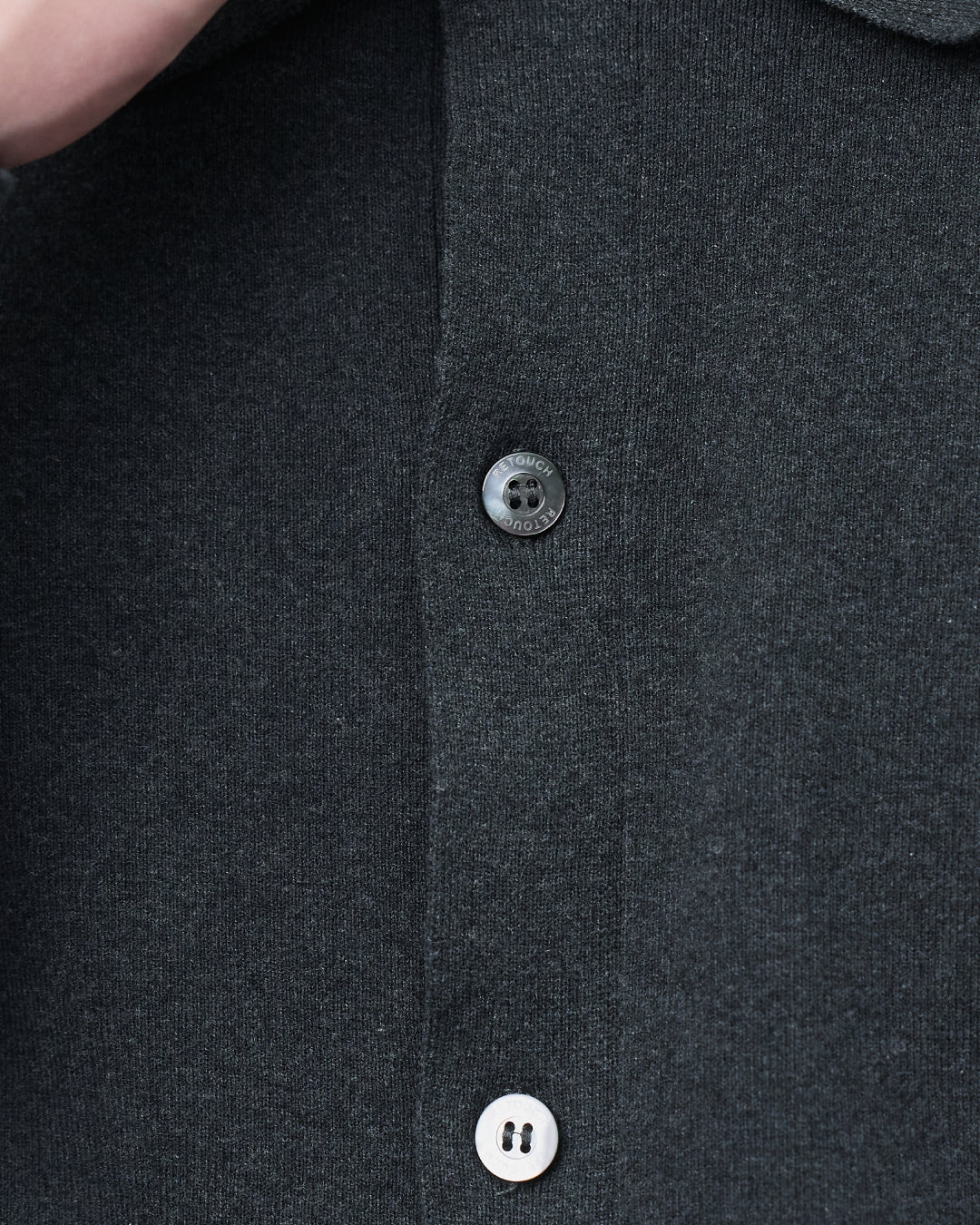 High Twist Cotton×Nylon Collared Knit Cardigan -dark gray-