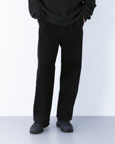 Wide Straight Denim Pants -black-