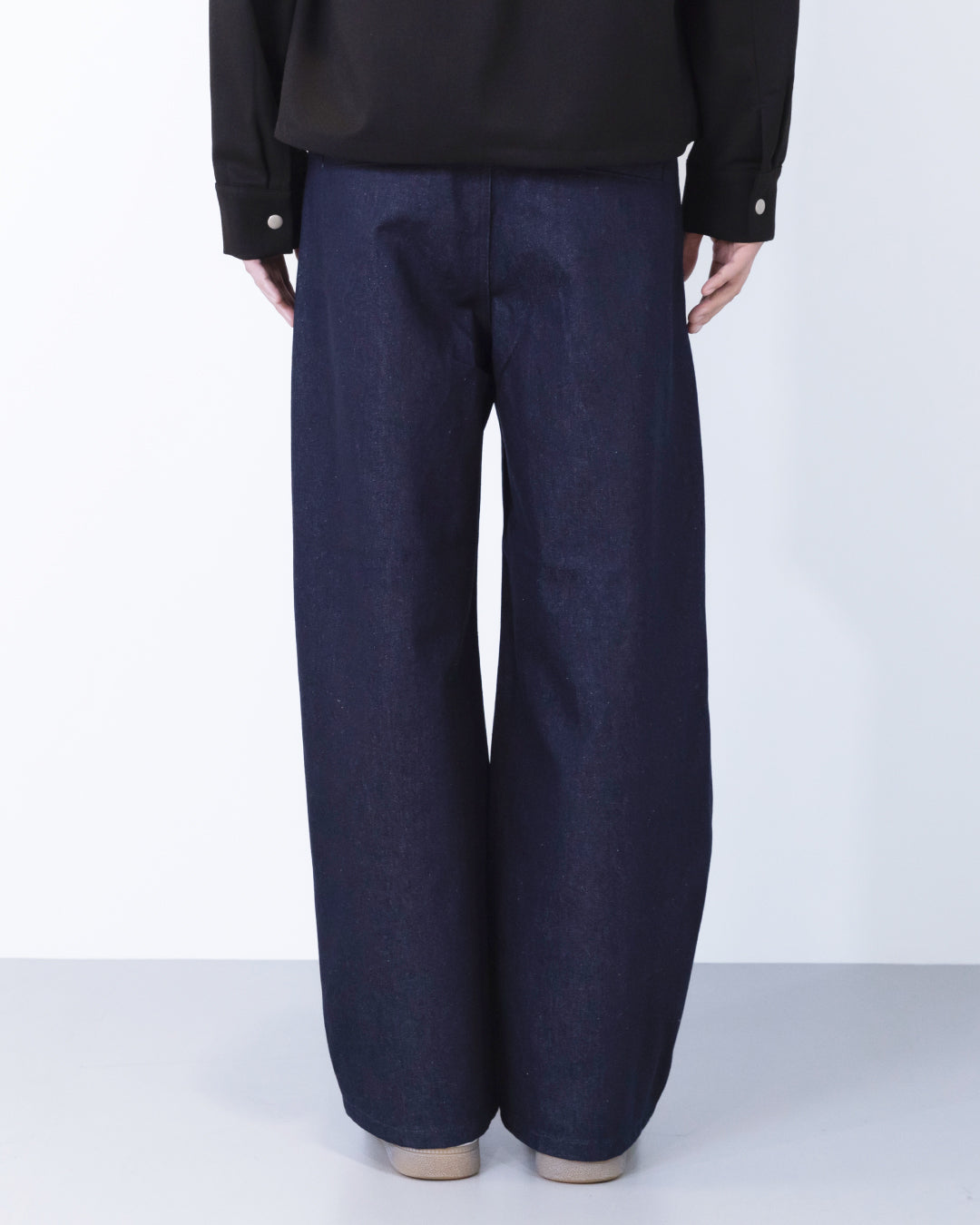 Wide Straight Denim Pants -indigo-