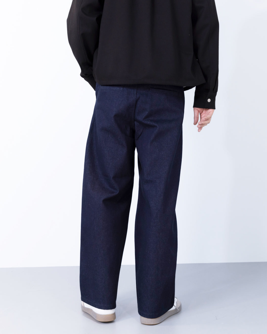 Wide Straight Denim Pants -indigo-