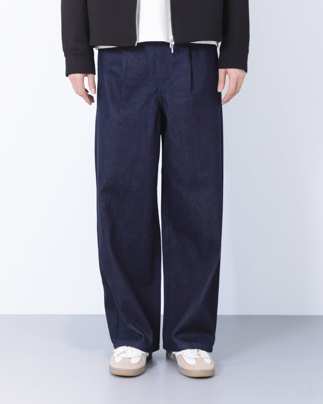 Wide Straight Denim Pants -indigo-