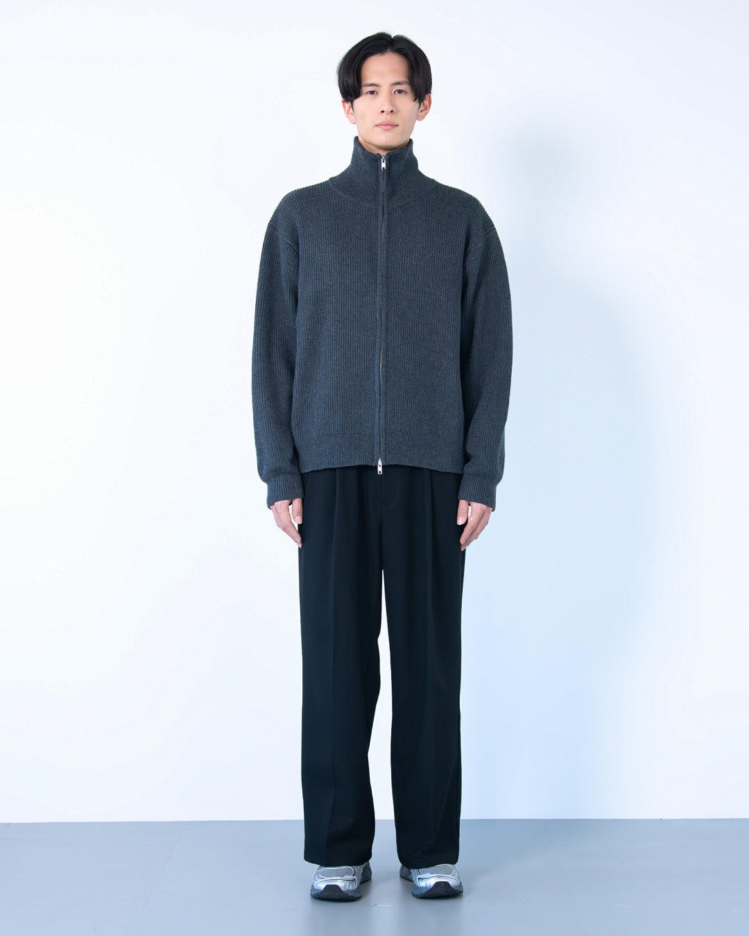 Wool Mixed Drivers Knit -dark gray-