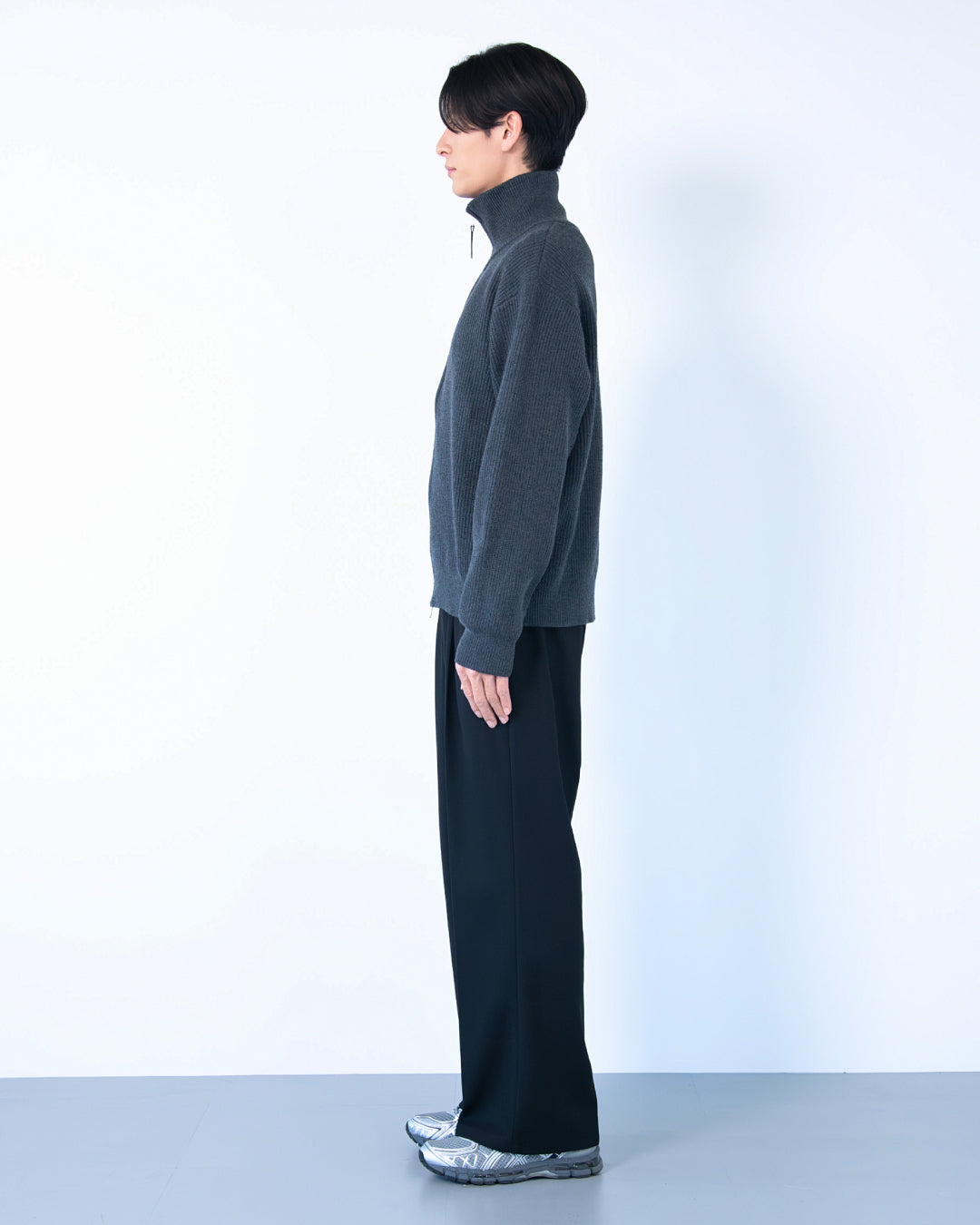 Wool Mixed Drivers Knit -dark gray-