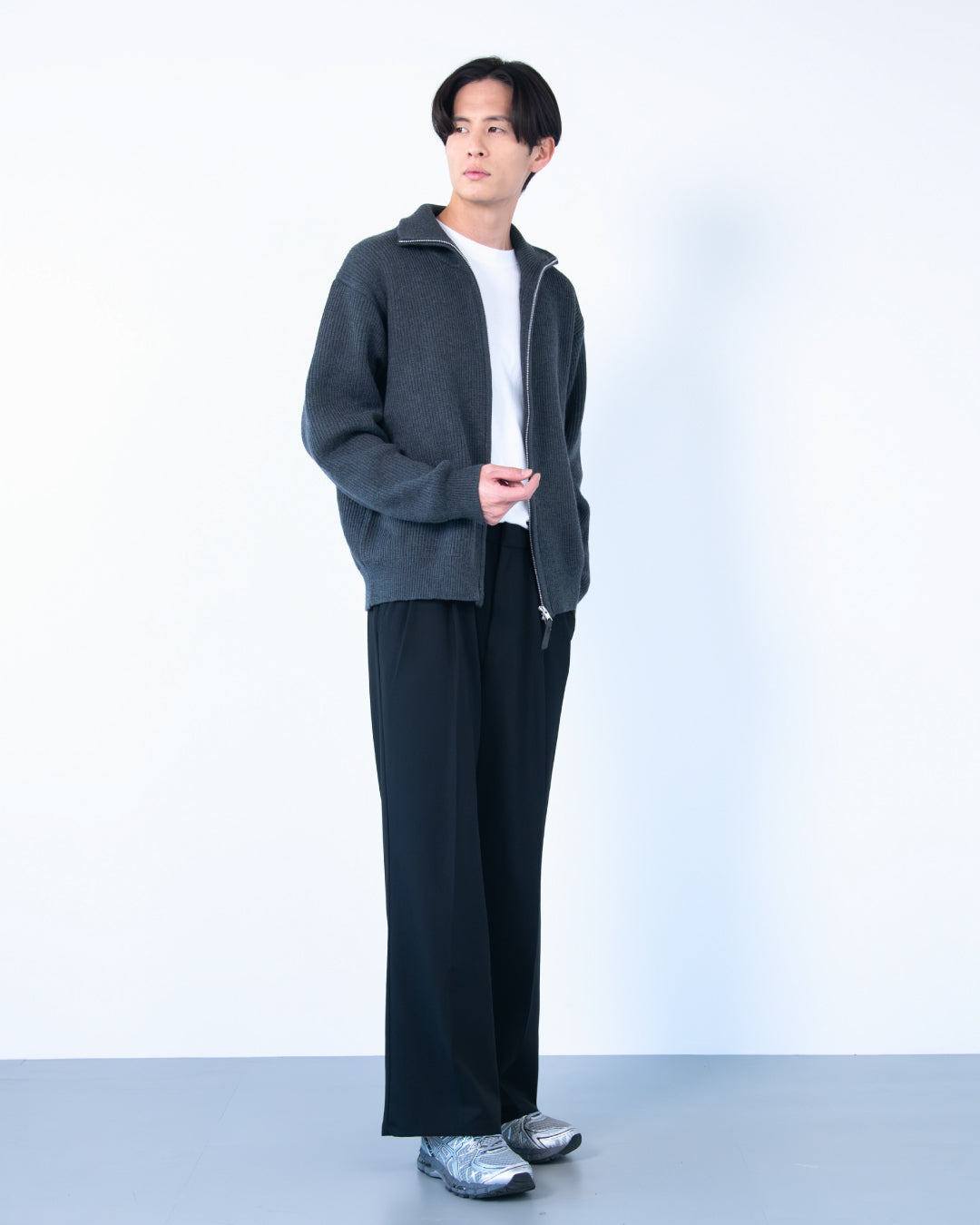 Wool Mixed Drivers Knit -dark gray-