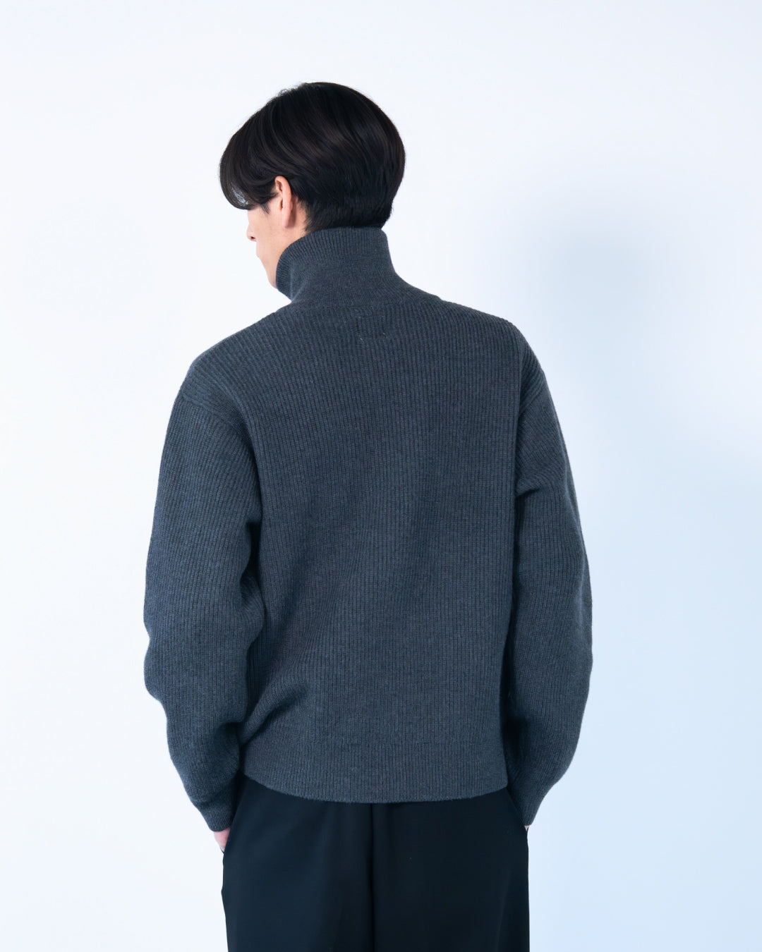 Wool Mixed Drivers Knit -dark gray-