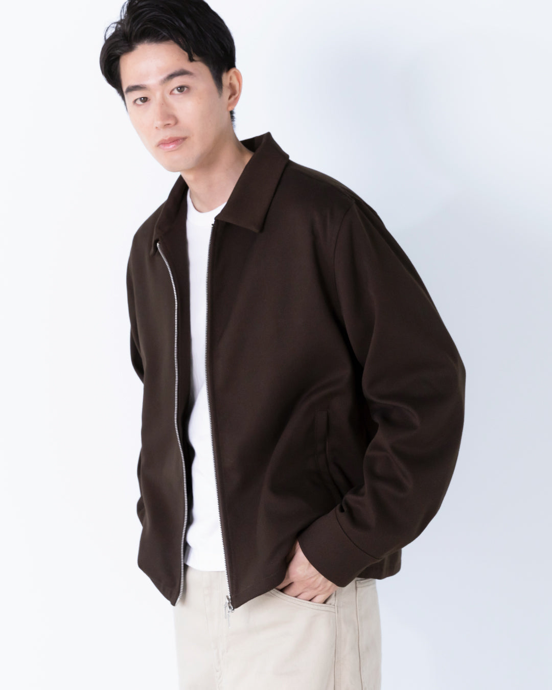 Double Zip Drizzler Jacket -brown-
