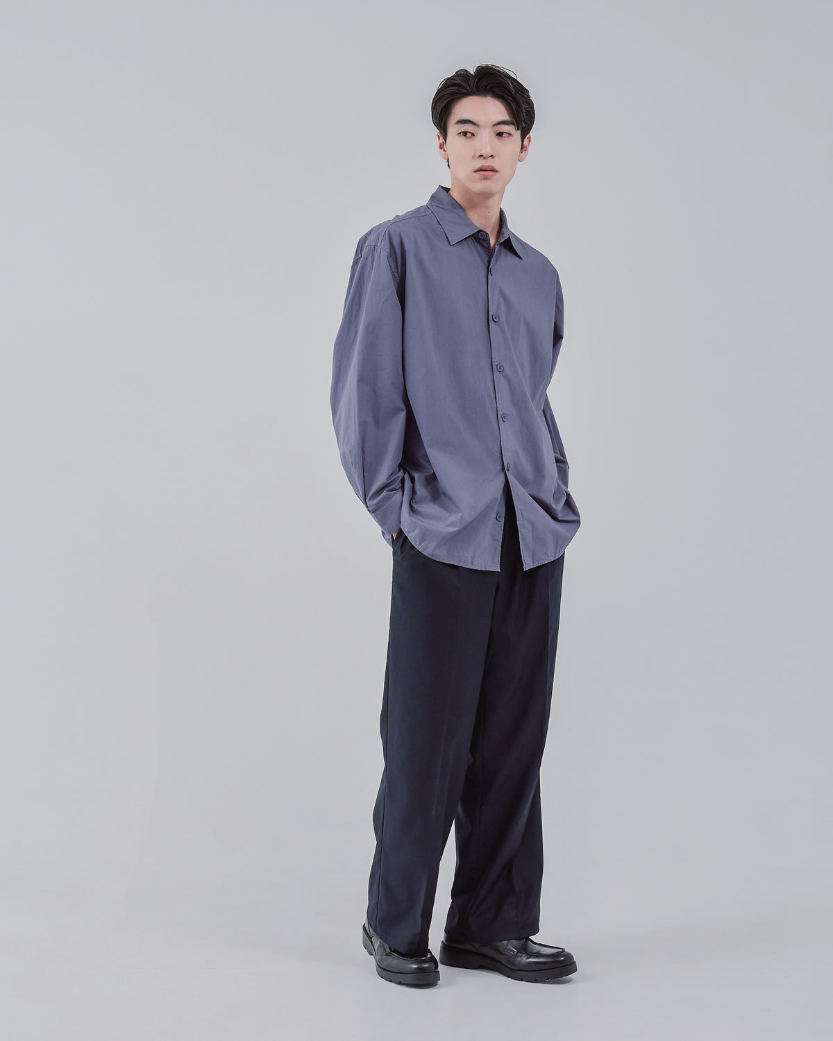 Garment Dyed L/S Shirt -dark purple-（17）