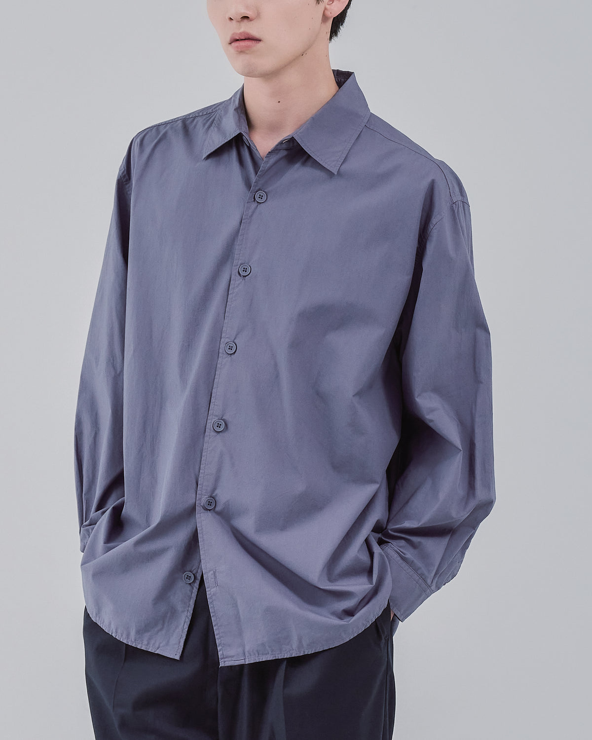 Garment Dyed L/S Shirt -dark purple-