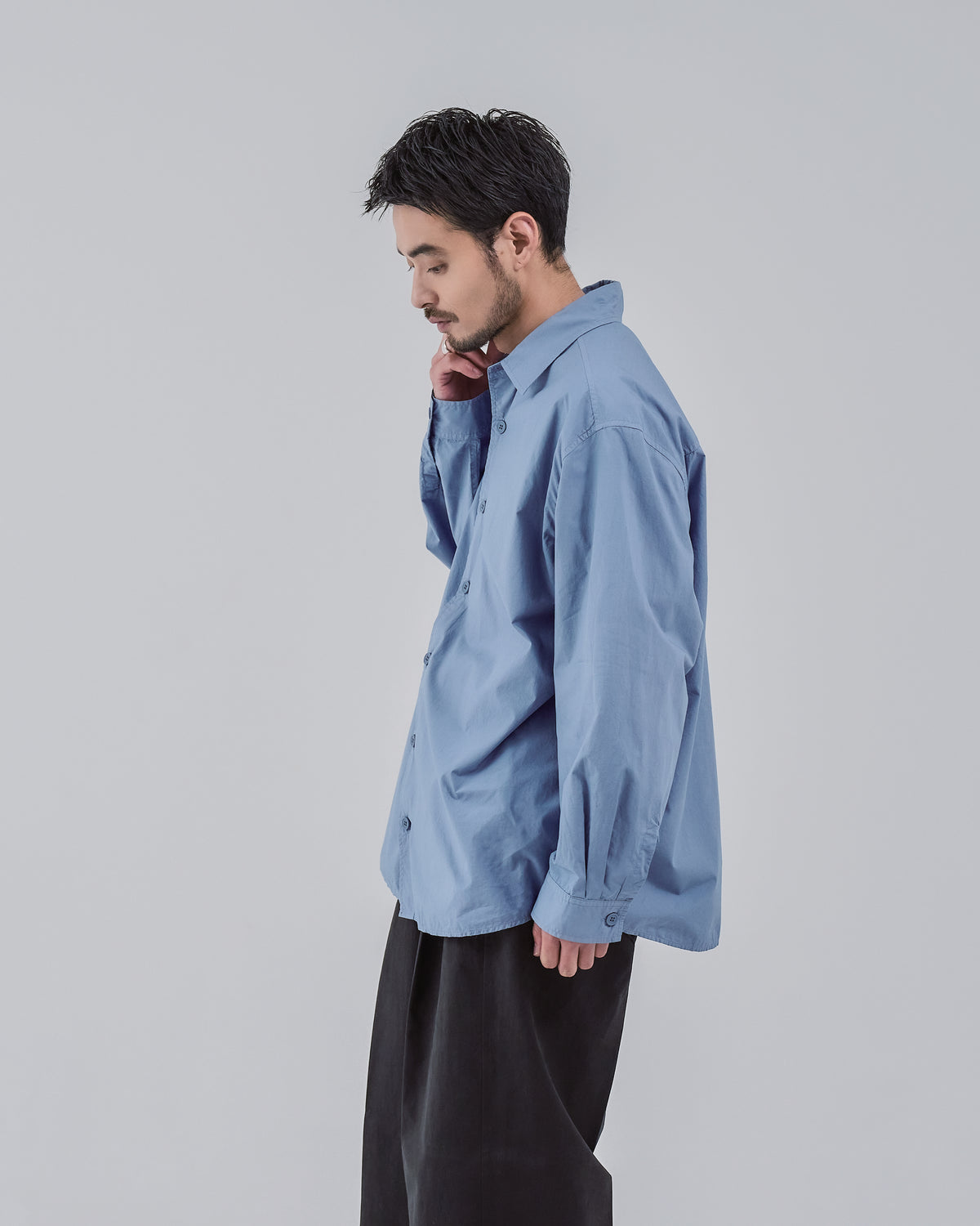 Garment Dyed L/S Shirt -blue-（9）