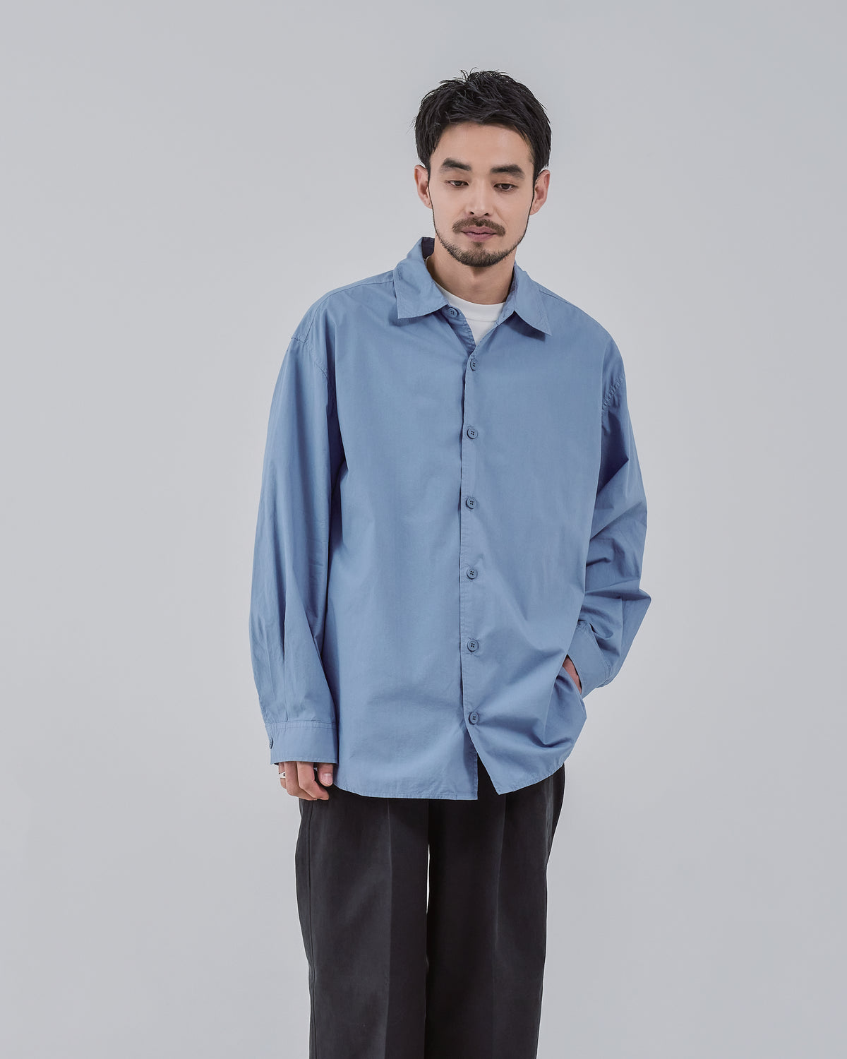 Garment Dyed L/S Shirt -blue-（12）
