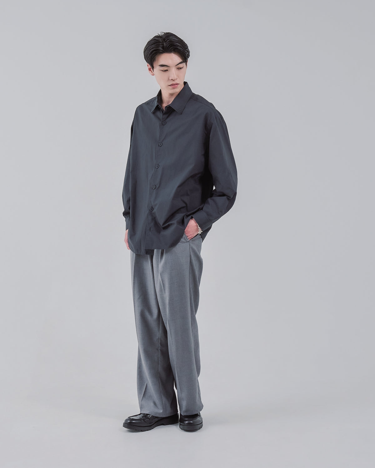 Garment Dyed L/S Shirt -charcoal-（17）