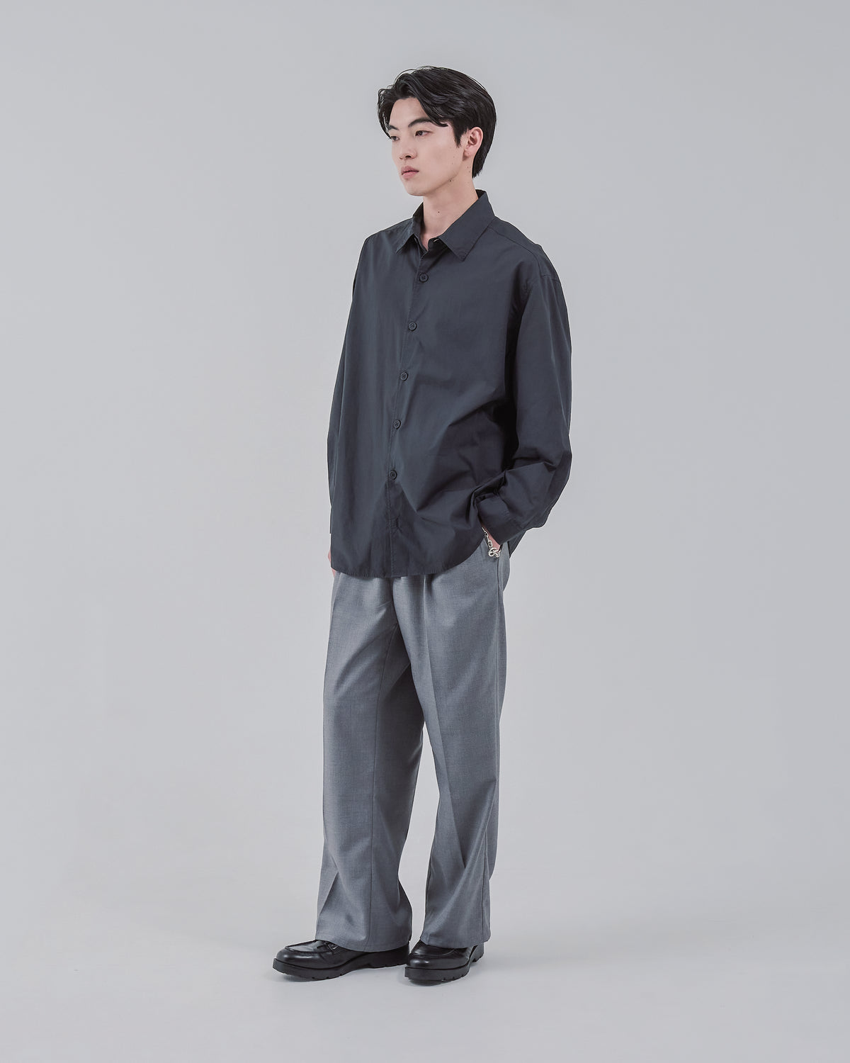 Garment Dyed L/S Shirt -charcoal-（18）