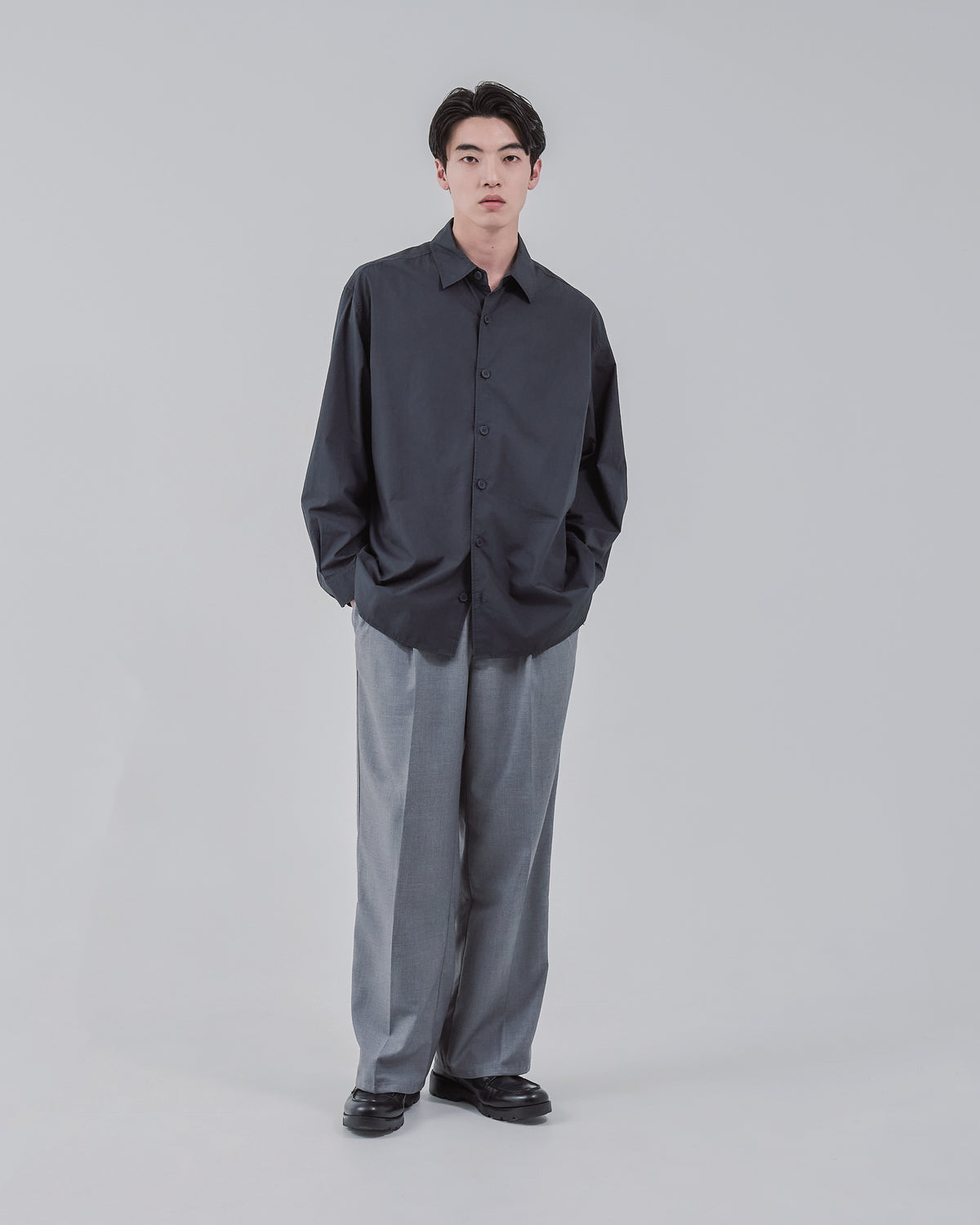 Garment Dyed L/S Shirt -charcoal-（22）