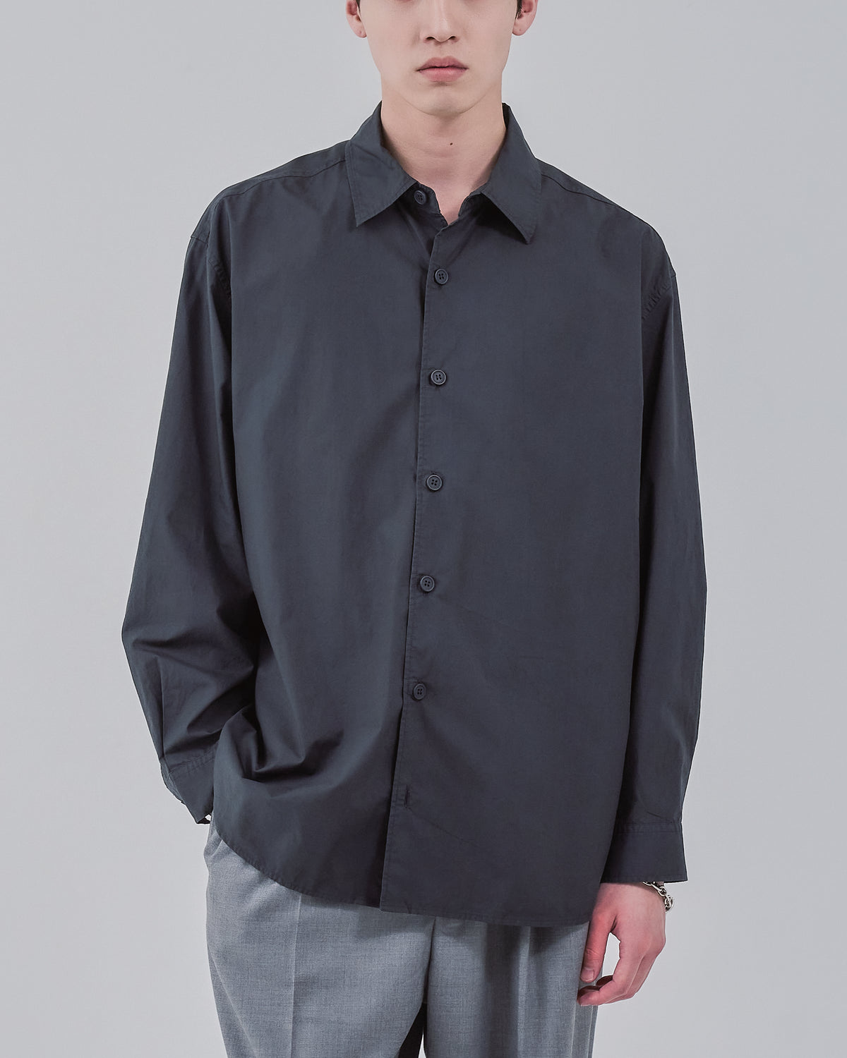 Garment Dyed L/S Shirt -charcoal-