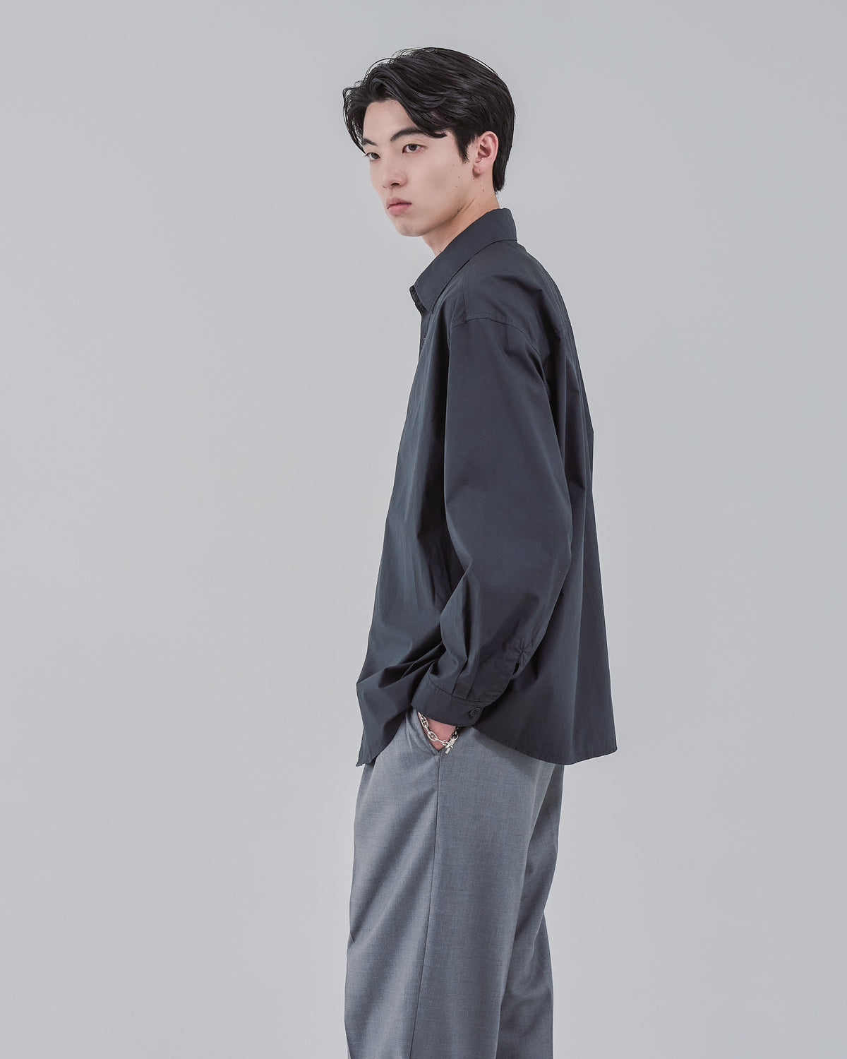 Garment Dyed L/S Shirt -charcoal-（13）