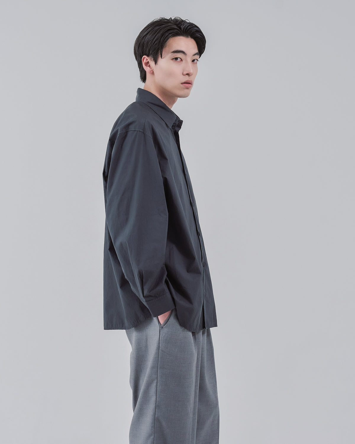 Garment Dyed L/S Shirt -charcoal-（11）